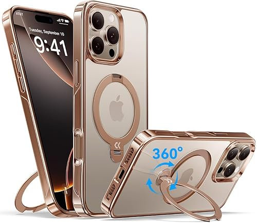 CASEKOO Titan Wüstensand Original für iPhone 16 Pro Max Hülle mit MagSafe [360° Drehständer] [Kratzfest & vergilbungssicher] [MIL-STD-810H Militärstandard] Griffige Handyhülle 16 Pro Max Case - Gold