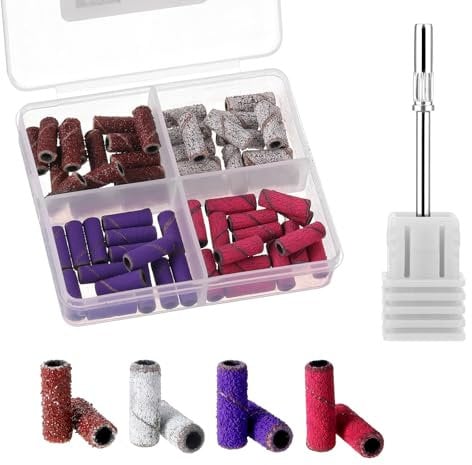 60Pcs Small Sanding Bands for Nail Drill 3mm Nail File Sanding Bands with Small Mandrel Bit Nail Efile Buffing Bands for Acrylic Nails Gel Removing Shaping Manicures Pedicure (4 Colors)