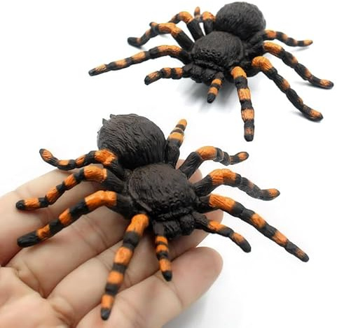 Spinnen Halloween, 2 PCS Halloween Deko Spinne, Spinne Halloween Groß, Plastik Spinnen Halloween, Realistische Kunststoff Spinnen, Halloween Streich Requisiten, Halloween Party Dekorations (Black-B)