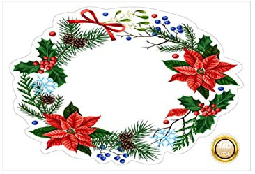 AKTOUR Adesivi natalizi per finestre, porte, frigoriferi, ghirlanda di Natale, adesivi da parete, adesivi per finestre, staccabili e attaccabili, per decorazioni natalizie per la casa (rosso, taglia