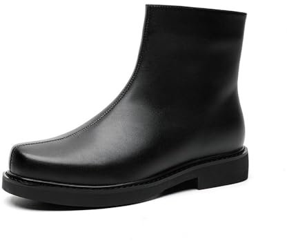 MANLADUO Stivaletti Chelsea da uomo, alla moda, con punta quadrata, con cerniera, versatili ed eleganti, nero, 40 EU