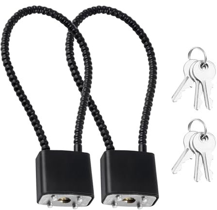 2 Pezzi Lucchetto a Cavo, Lucchetto Corda con Chiavi Universale, Lucchetti Lunghi a Gancio per Valigia, Biciclette, Armadietti (nero,28 cm)