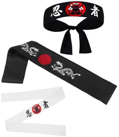 Alasum 3stücke Karate Stirnband Japanisches Stirnband Samurai Ninja Stirnbänder Hachimaki Für Sport Party Und Cosplay Kopfbedeckung Traditioneller Stil