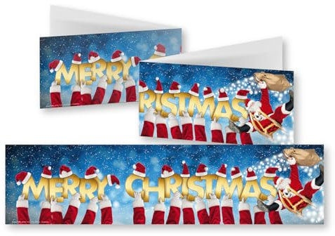 Edition Colibri 10 lustige Weihnachtskarten im Set mit Umschlag: DIN Lang (42 x 10,5 cm), Klappkarten mit Weihnachtsmann/Weihnachtsmänner (11159)
