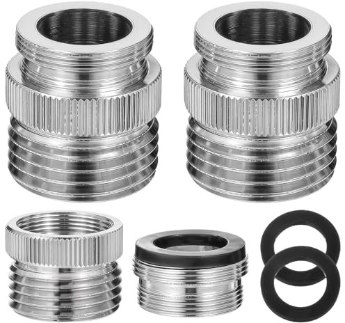 ZEYIYER 4 PCS Sink Hose Attachment for Faucet, Faucet Adapter with Aerator, Sink Faucet to Garden Hose Adapter, Faucet Hose Attachment Sink Adapter for Kitchen and Bathroom, 3/4 GHT Thread Chrome