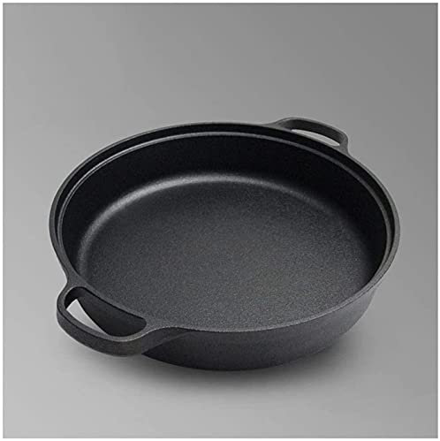OLSKFUH Frying Pans Cast Iron Round Frying Pan Suitable for Pizza Bread and Pancakes 40cm Diameter with Handles,
