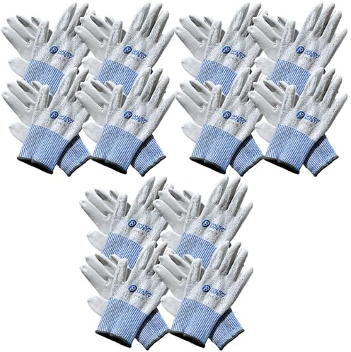 Dalton Safety 12 Pairs Of XL Cut Resistant Level 3 Work Gloves, HPPE Knitted Cuff, PU Coated Palm & Fingertips. Perfect For General Duty, Gardening, Glass Cutting & Sheet Metal Handling