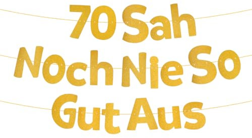 70 Geburtstag Deko Lustige Banner, 70 Sah Noch Nie So Gut Aus Girlande, Deko 70 Geburtstag Mann Frau, Glitzerbanner 70. Gold für Frauen Mann Partyzubehör