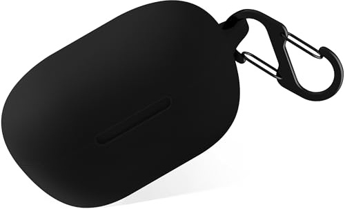Geiomoo Soft Silicone Case for Bose QuietComfort Earbuds 2024, Shockproof Protective Skin Cover with Carabiner (Black)