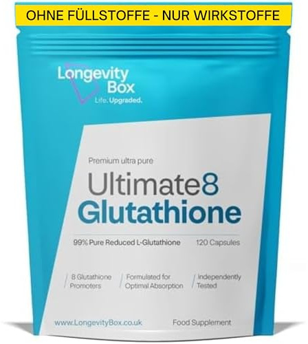 Longevity Box Ultimate 8 Glutathione Complex with NAC, 120 Vegan Capsules | Supplement formula: Ultimate 8 Glutathione Complex with NAC, 120 Vegan Capsules; Ultimate 8 Glutathione Complex with NAC, 120