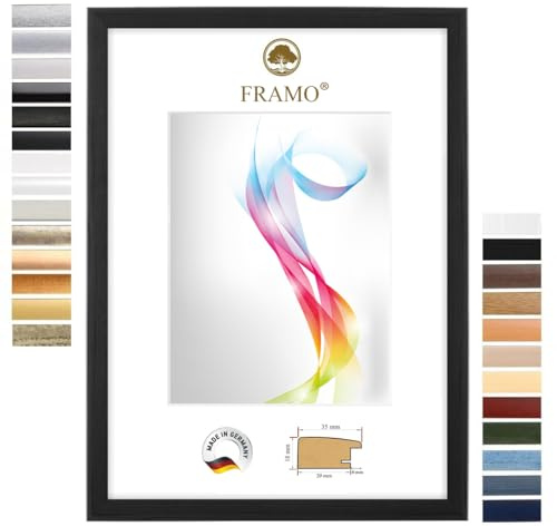 Marco de fotos FRAMO en madera 23 x 33 cm (dimensión de la imagen) en pino negro | Tamaño seleccionable | Pósters | Puzzle | Collage | A medida | personalizados