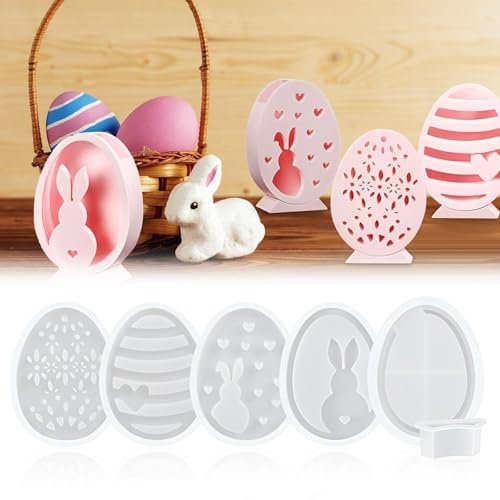 Silikonformen Gießformen Ostern, 6 Stück Silikonform Ostern Hase, Silikon Gießform Ostern, DIY Gipsformen zum Gießen Osternhase, Gießformen Silikon Ostern, Silikonform Osterhase Eier für Handwerk