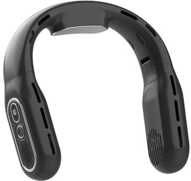 Ventilateur de Cou Pliable 3 Vitesses, Rechargeable Portable Silencieux Sans Pales - Mini Mains Libres avec Affichage LED pour Domicile Bureau Voyage (Noir)