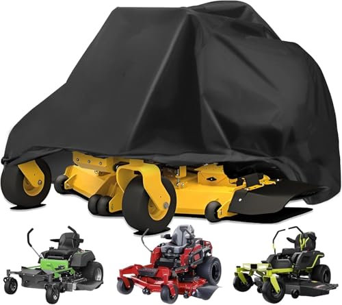Lawn Mower Cover, Heavy 900D Oxford Fabric -Universal Fit Lawn Tractor Covers Waterproof, Anti-UV, Windproof, Dustproof, Suitable for Lawn Mower Storage (Black - Zero Turn Mower)