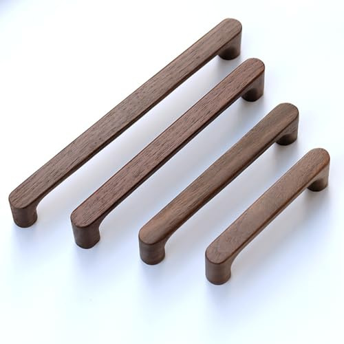 Yeandshi 2 maniglie per mobili in legno di noce naturale marrone, foro centrale da 96 mm, per armadio, cassettiera, armadio, porte, armadi, per armadietti, cassetti e credenze