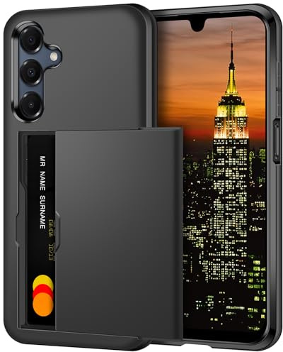 Coolden for Samsung A16 Phone Case Samsung A17 Phone Case with Card Holder | Heavy Duty Protective, Hard PC Back Soft TPU Bumper Card Slot Wallet Cover for Samsung Galaxy A16/A17 Phone Case, Black