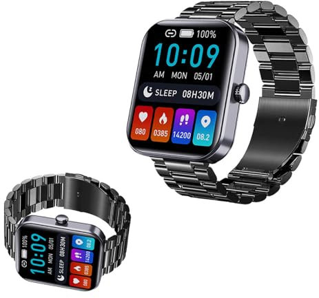 Wizvox 2025 Smartwatch - Smartwatch 𝐁𝐥𝐮𝐭𝐳𝐮𝐜𝐤𝐞𝐫𝐦𝐞𝐬𝐬𝐮𝐧𝐠 Bluetooth Verbunden 1.9 EKG Uhr Mit Vorhofflimmern Sport Und Fitness,BlackSteel