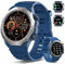Smartwatch Uomo Donna con Effettua o Risposta Chiamate, 1.39 Militare Orologio Smartwatch, Sonno Cardiofrequenzimetro, 110+ Modalità Sportive Fitness Tracker, IP68 Smart Watch per Android iOS, Blu