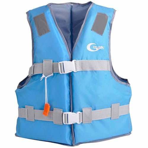 Giubbotto di Salvataggio Salvagente per Adulti Regolabile Galleggiante Aiuto al Galleggiamento in Schiuma con Fischietto, per SUP, Kayak, Surf e Sport Acquatici (Blue, S)