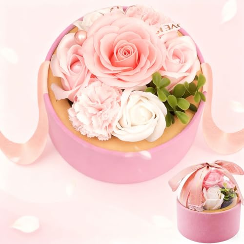 Jinfanshurich Seifenblumenstrauß im Geschenk-Box – Handgefertigte Rosen aus Seife, Duftend & Dekorativ, Für Jahrestag, Geburtstag, Muttertag, Für Freundin oder Mutter (Rosa)