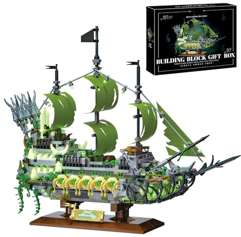 Tirff Technik Piratenschiff Bausteine Bausatz, 2024 Klemmbausteine Geisterschiff Piratenschiff Bausatz, MOC Segelschiff Spielzeug Modell, Segelschiff Pirate Ship Nicht Kompatibel mit L*go