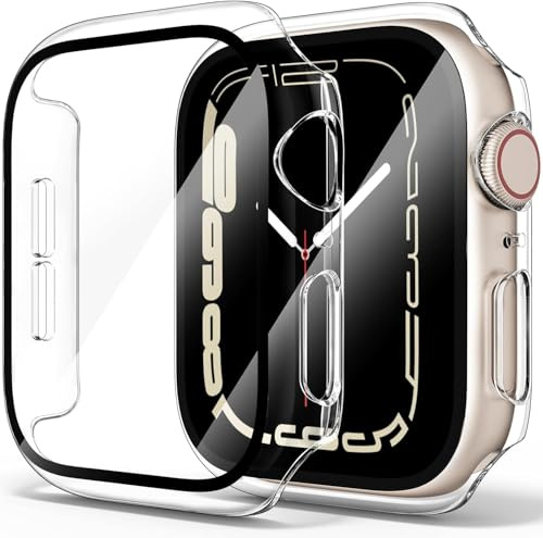 Yisica 【2 Pièces】 Transparent PC Coque pour Apple Watch 40mm Series 6 5 4 SE avec Protection Ecran en Verre Trempé, HD Clair Ultra Mince Protection iWatch (Transparent*2)
