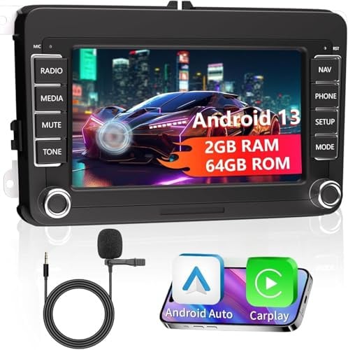 Android 13 Autoradio für VW Golf 5 Tiguan Touran Passat Polo Skoda Caddy Seat Radio Wireless Carplay Android Auto 7 Zoll Touchscreen mit Nai Suitable for Volkswagen 7-inch car Stereo