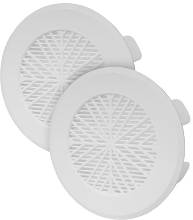 Repa Market 80-100 mm, 2 griglie di ventilazione rotonde, in plastica, colore bianco, griglia di ventilazione interna, per condotto di scarico, per tubi di ventilazione, garage, griglia di