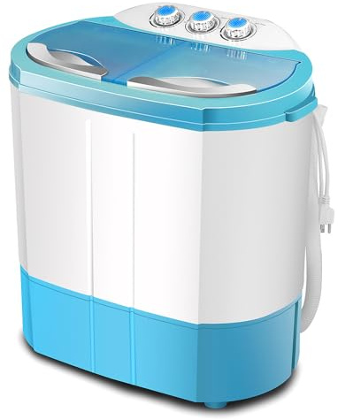 Portable Twin Tub Washing Machine 5kg, Compact Mini Washer with Drain Pump, Spin Dryer & Timer - Ideal for Apartments, Dorms, RVs & Camping