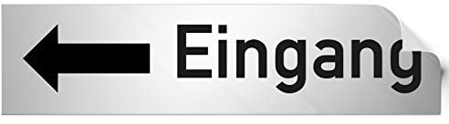 Türschilder24 Folienschild Türschild • Eingang Links 002 • PVC Hinweisschild • 160 x 40 mm Silber • selbstklebend • Kratzfester Druck • UV Beständig
