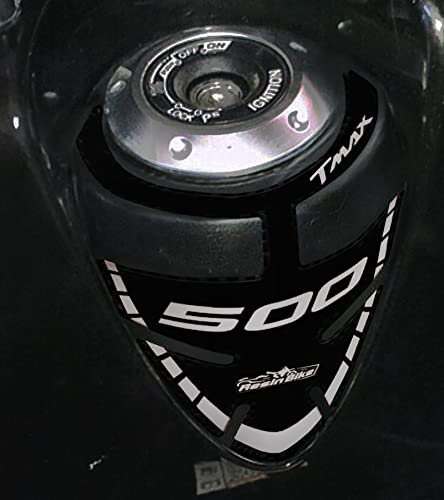 Resin Bike Adesivi Scooter Compatibile con Yamaha Tmax 500 2008 2011. Protezione Zona Chiave Maxiscooter da Urti e Graffi. Adesivo 3D Resinato - Nero e Bianco