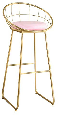 Tabouret de Bar à Manger avec Dossier Moderne, Chaise de Bar, chaises de Salle à Manger de Cuisine, siège rembourré en Velours et Pieds en Fer doré, Siège Haut 60 cm