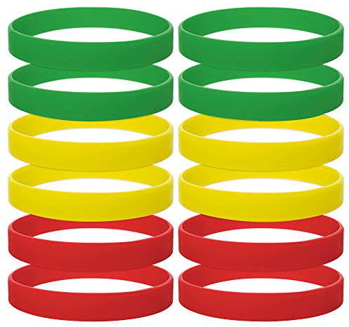 GOGO 12 Pièces Ensemble de Bracelets en Silicone pour Adulte - Bandes en Caoutchouc Assorties, Bijoux Cadeaux, Sport - Rouge, Jaune, Vert