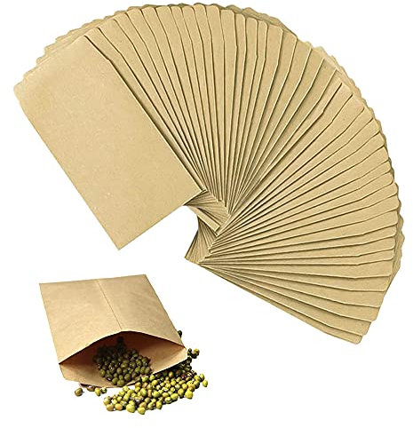 Rayong 100 Stück Mini Papiertüten 6 * 10 cm Kraftpapiertüten Klein Mini Papierbeutel Samentütchen für Süßigkeiten Samen Hochzeit Geschenke Party Geburstag