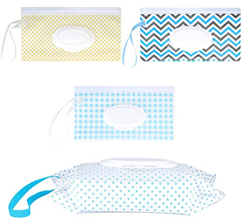 4 Stk. Baby Feuchttücher Beutel Spender, Reisebehälter für Feuchttücher Wet Wipes Pounch, Wiederverwendbare Beutel, Feuchtes Toilettenpapier Boxen für Babys