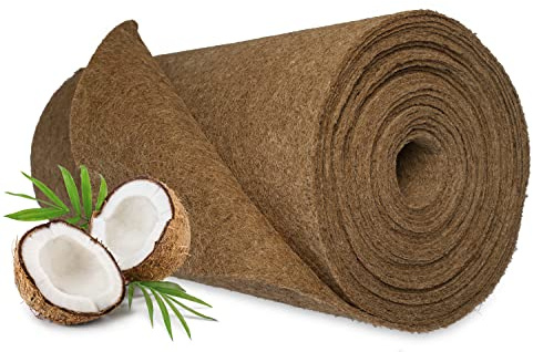 Kokosmatte Winterschutz Kälteschutz für Pflanzen - Meterware 25 cm / 50 cm / 100 cm (Breite) - Kokos Filzmatte für Kübelpflanzen 100% biologisch abbaubar - Garten Haustiermatte - 100cm x 1m, 7mm dick
