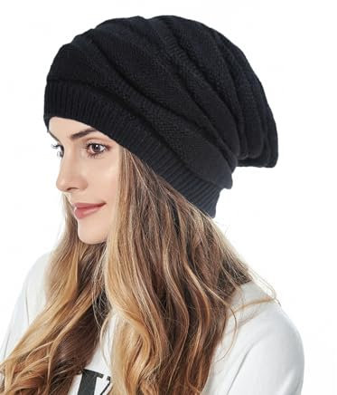 TuYines Damen Beanie Winter Mütze - Gefüttert Strickmütze Grobstrick Warm Mit Innenfutter