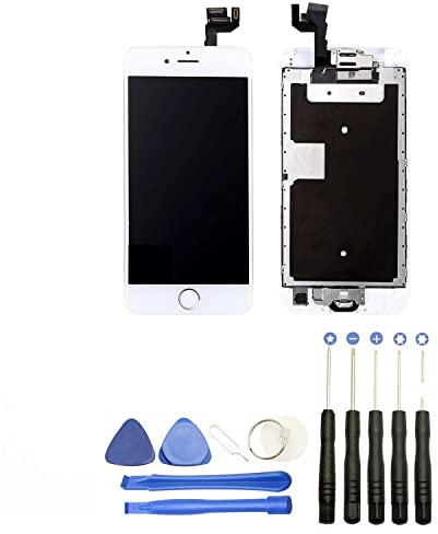 JUANIO Pantalla Completa: Vidrio+LCD Compatible con iPhone 6S Blanco + Herramientas