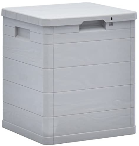 WIFESE 42,5x44x50 cm Garten Aufbewahrungsbox 90 L Gartentruhe Auflagenbox Kissenbox Box mit Deckel Outdoor Gartenboxen Abschließbare Box Storage Boxes Gartenschrank Hellgrau Kunststoff Holzoptik