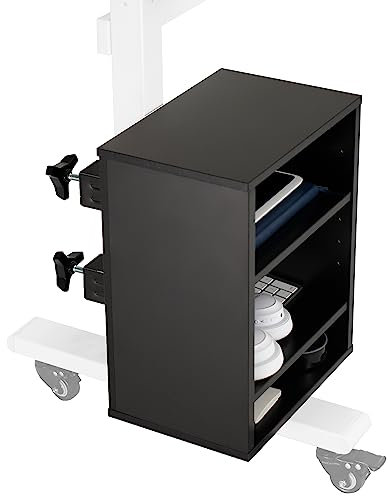 VIVO Clamp-on Under Desk Shelving Unit, Office Accessory Holder for Supplies, Gaming Devices, and More, Multi-Level Storage Shelves, Workstation Organizer, Black, DESK-SHELF3CL