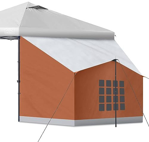 KAMPKEEPER Seitenzelt, Campingzelt für 3 m x 3 m Pop-Up-Vordach, einfach aufzubauender Pavillon, kompatibel mit 3 m breiten Baldachin-Zelten (orange)