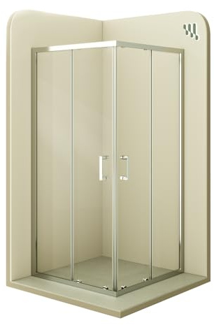 Mampara de Ducha Diana 70x120x190cm, REVERSIBLE, Puertas Correderas, Ajuste 67.5-69.5x117.5-119.5cm, Perfiles Cromados, Cristal Templado Transparente 6mm