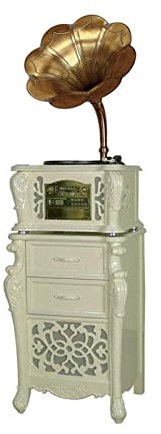 Hi-Fi&Home Big Horn Antique Gramophone Wireless Turntable Hi-Fi System Bookshelf Speakers,Vinyl Record Player ShaoSu