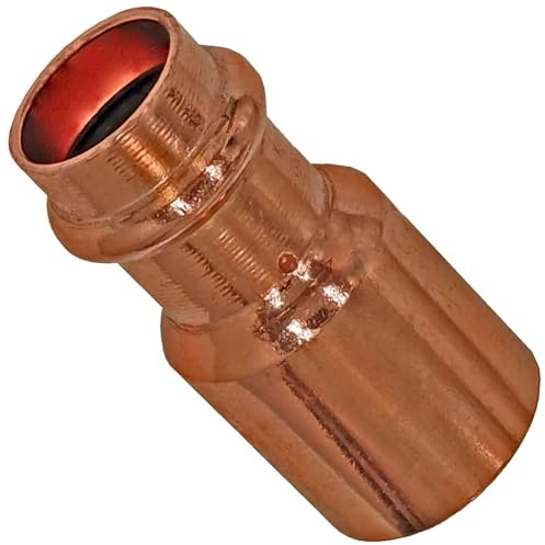 MegaHaustechnik Reduzierstück mit Stutzen Einsteck-Ende 18x28 Pressfitting aus Kupfer für Kupferrohr-Außendurchmesser 28 auf 18mm Stutzen zum Verpressen V-Kontur, Trinkwasser geeignet, 2415.1