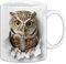 Trendation - 3D Eule Tasse Geschenk Kaffee-Becher Geschenkidee Für Eulen-Liebhaber (Weiß)