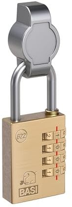 BASI | Drehriegelschloss mit Zahlenschloss 4-stellig | Universal Spindschloss mit Riegel und Klammer | Für Metallschränke, Holzschränke