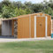 SECOLI Gerätehaus Metall mit bodenplatte XXL Geräteschuppen Outdoor Geräteschrank Gartenschrank Verzinkter Stahl-Hellbraun-277 x 365.5 x 179 cm