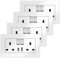 4 Pack Double Switched Power Socket with USBA and Type C Fast Charging Ports, 2 Gang 13 Amp Electric Power Sockets,UK Standard Wall Socket (White)
