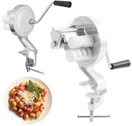 Cavatelli Maker Machine,Manual Macaroni Maker,Aluminiumlegierung Makkaroni Maker,Gnocchi Maschine,Portable Hand Nudelpressmaschine mit Handkurbel,zur Zubereitung von Italienischen Nudeln und mehr