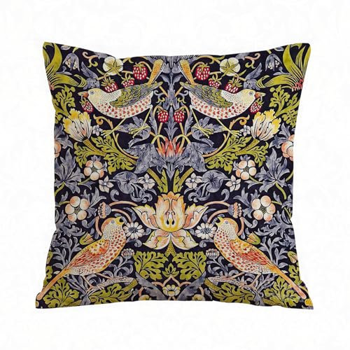 AELKSP Kissenbezug Kissenhülle Haus Dekorativ Für Jungen/Mädchen Wohnzimmer Schlafzimmer Sofa Stuhl Kissenbezüge,William Morris' berühmtes Erdbeerdieb-Muster (1883).,40x40 cm